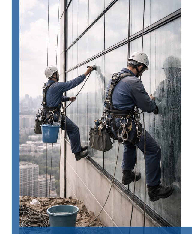 Профессиональная мойка фасадных окон альпинистами в Вятских Поляне