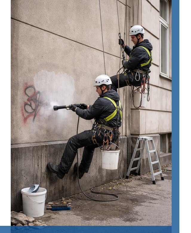 Удаление граффити с фасада в Вятских Поляне от 4568 р. | ВЫСОТНИК-Втс