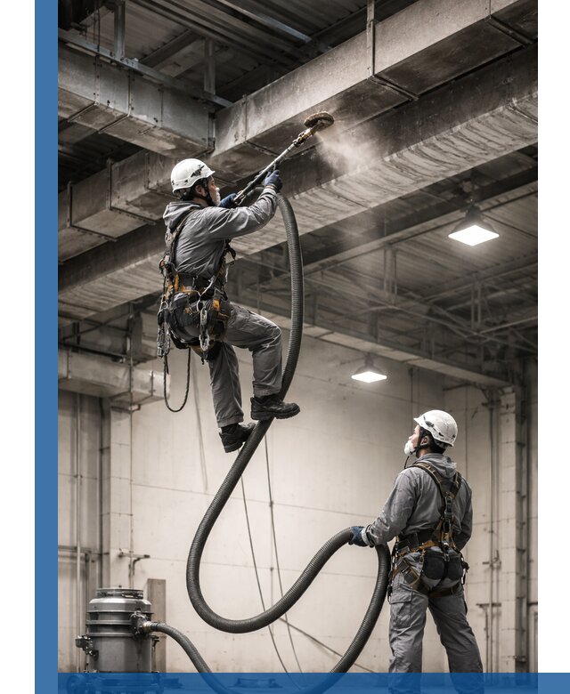 Обеспыливание потолочных конструкций в Вятских Поляне промышленным альпинизмом