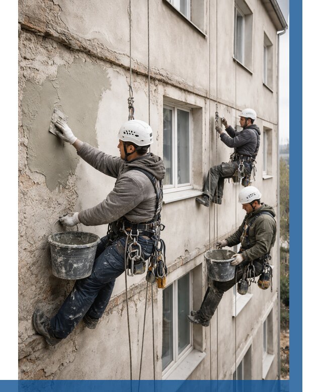 Ремонт штукатурного фасада в Вятских Поляне от 761 р. под ключ | ВЫСОТНИК-Втс