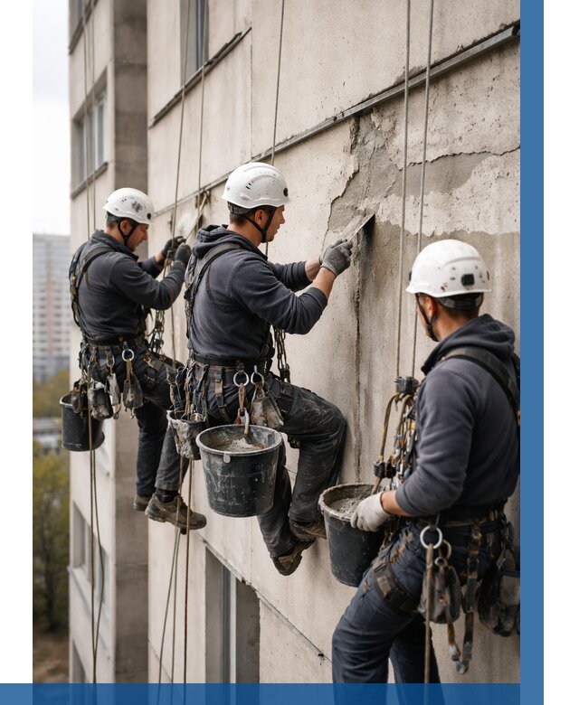 Ремонт бетонных элементов фасада в Вятских Поляне от 2538 р. | ВЫСОТНИК-Втс