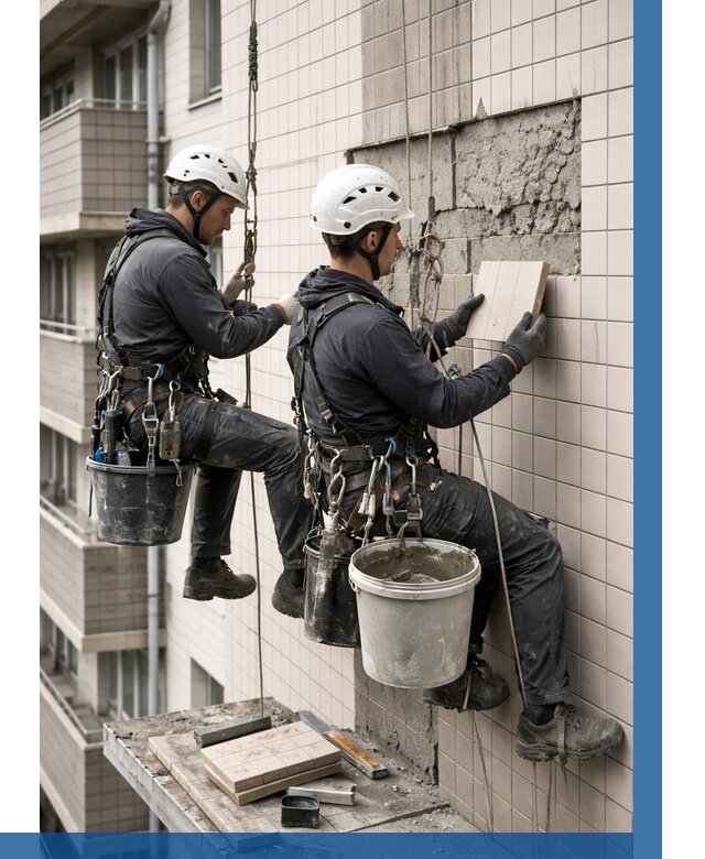 Ремонт облицовки фасада плиткой в Вятских Поляне от 1827 р. | ВЫСОТНИК-Втс