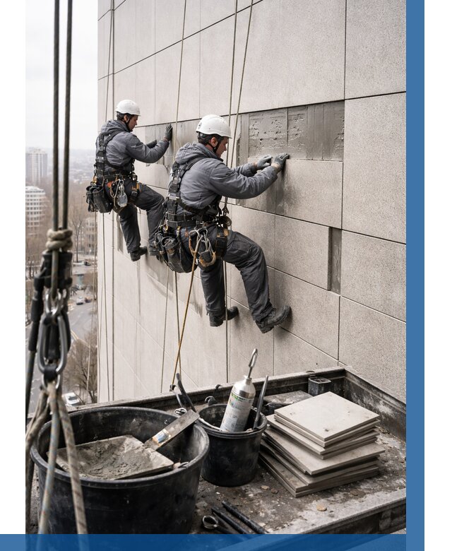 Ремонт фасада из керамогранита в Вятских Поляне от 2538 р. | ВЫСОТНИК-Втс