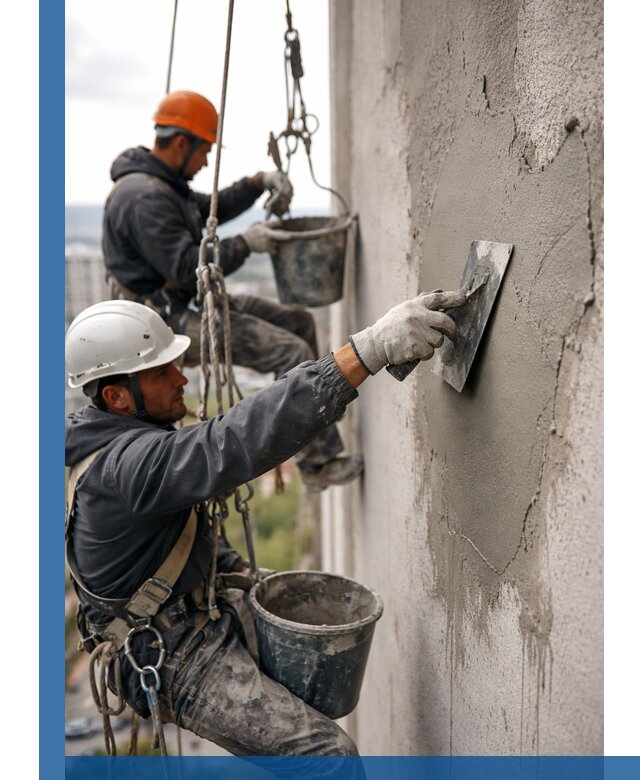 Штукатурка фасада на высоте в Вятских Поляне профессиональные работы