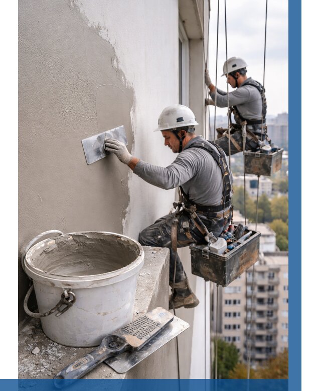 Шпаклевка фасада на высоте в Вятских Поляне от 711 р. | ВЫСОТНИК-Втс