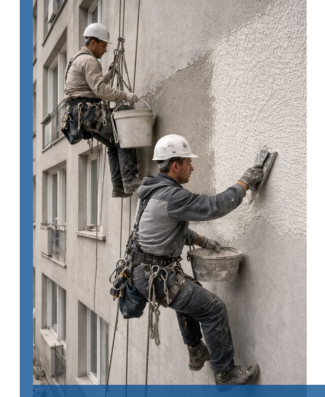 Нанесение декоративной штукатурки короед на фасад в Вятских Поляне