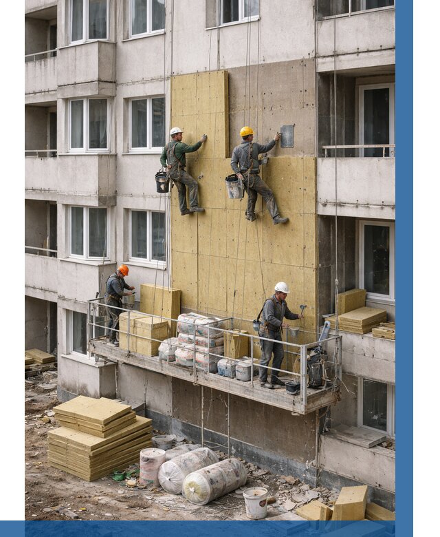 Утепление фасада минватой в Вятских Поляне от 1523 р. | ВЫСОТНИК-Втс