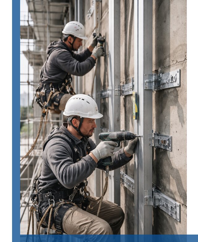 Монтаж и крепление подсистемы вентфасада в Вятских Поляне