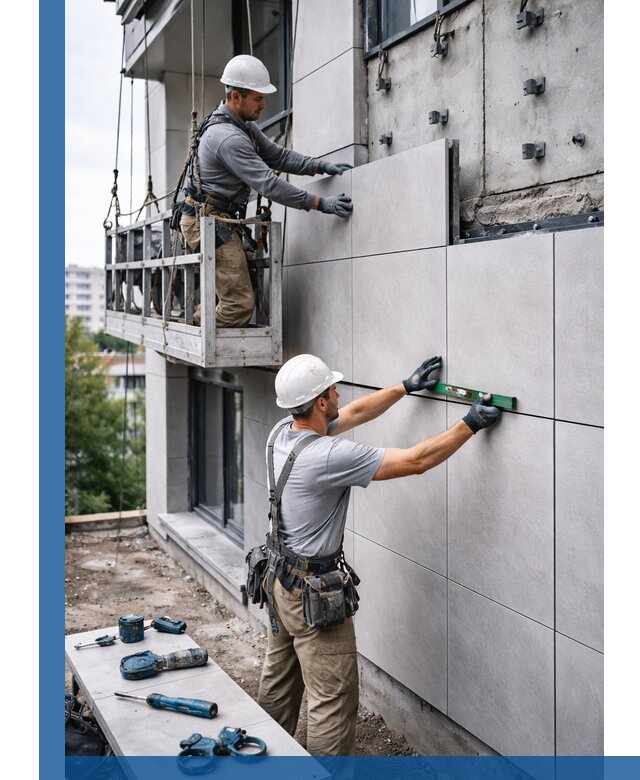 Монтаж керамогранита на фасад в Вятских Поляне под ключ с гарантией качества