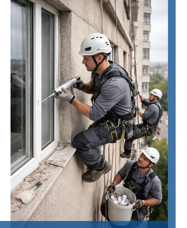 Герметизация оконных швов снаружи в Вятских Поляне от 1523 р. | ВЫСОТНИК-Втс
