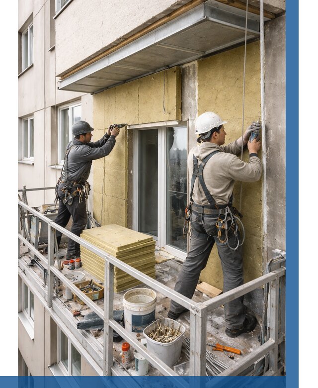 Утепление балкона снаружи в Вятских Поляне от 1624 р. под ключ ВЫСОТНИК-Втс