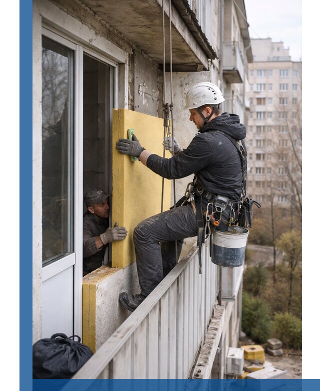 Профессиональное утепление балкона снаружи в Вятских Поляне под ключ