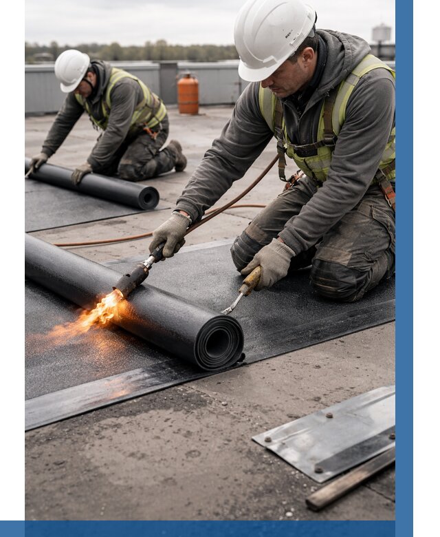 Монтаж наплавляемой кровли в Вятских Поляне от 863 р. — ВЫСОТНИК-Втс