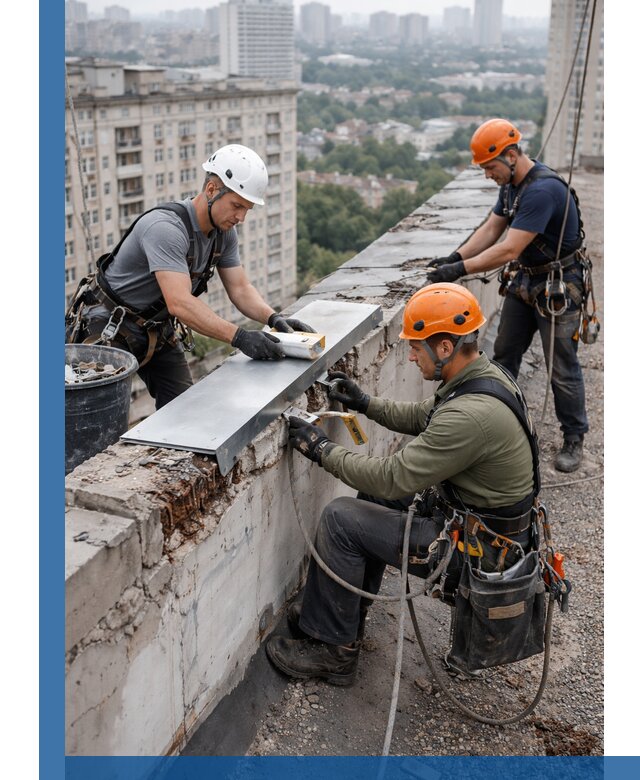 Ремонт парапета на кровле в Вятских Поляне, высотные работы с гарантией