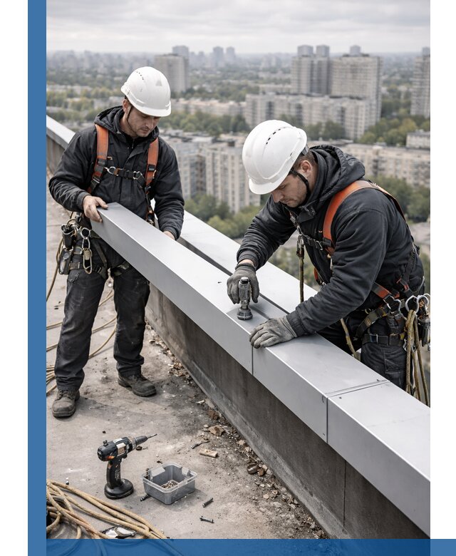 Монтаж парапетных крышек и ограждений кровли в Вятских Поляне