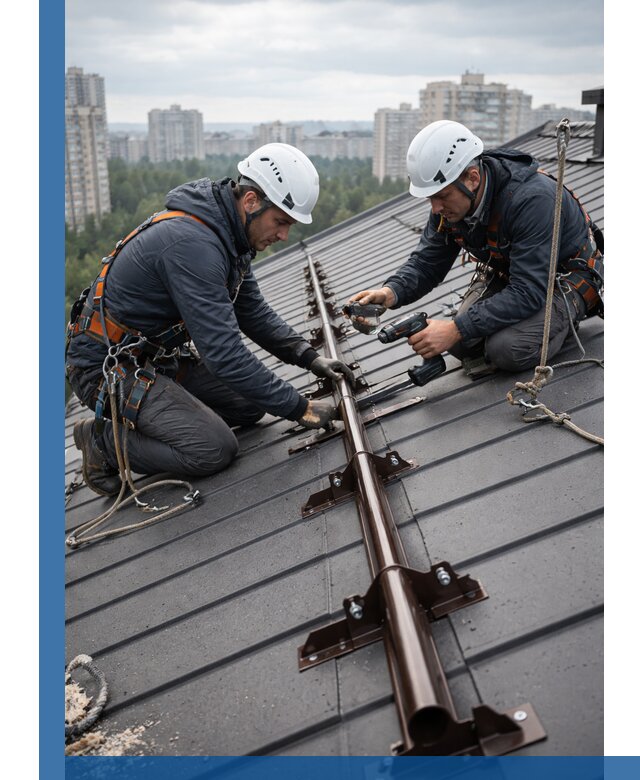 Монтаж снегозадержателей на кровле зданий в Вятских Поляне под ключ