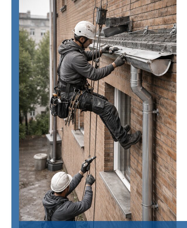 Монтаж водосточной системы на здании в Вятских Поляне под ключ