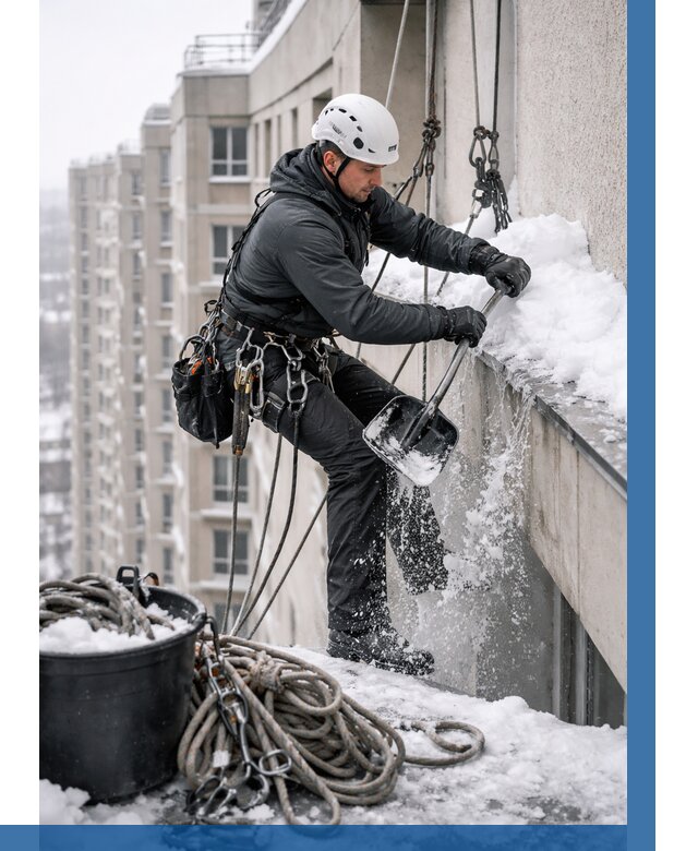 Очистка карнизов от снега в Вятских Поляне от 305 р. | ВЫСОТНИК-Втс