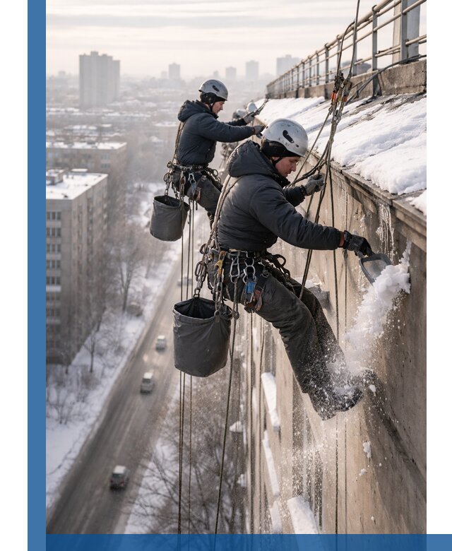 Очистка карнизов от снега в Вятских Поляне профессионально и безопасно
