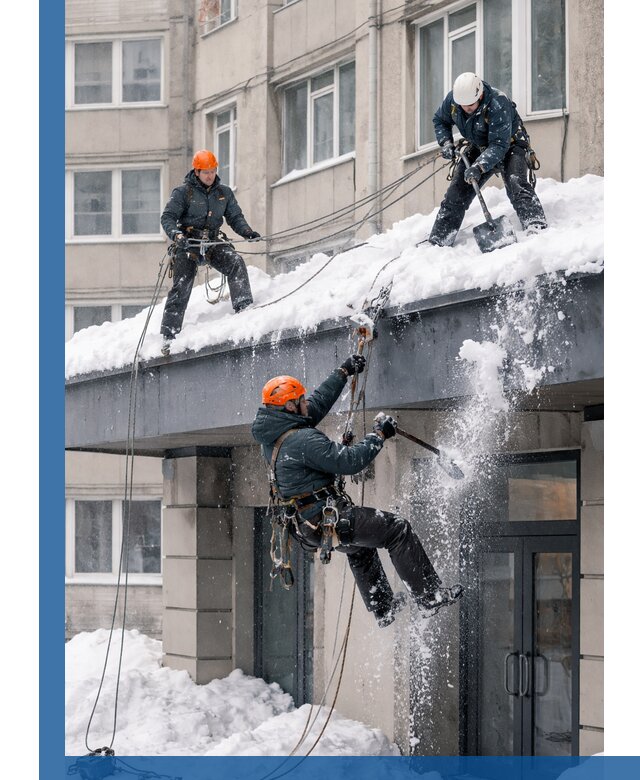 Безопасная очистка навесов от снега в Вятских Поляне круглогодично