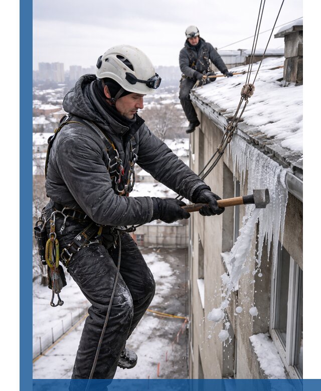 Сбивание и удаление сосулек с крыши в Вятских Поляне безопасно