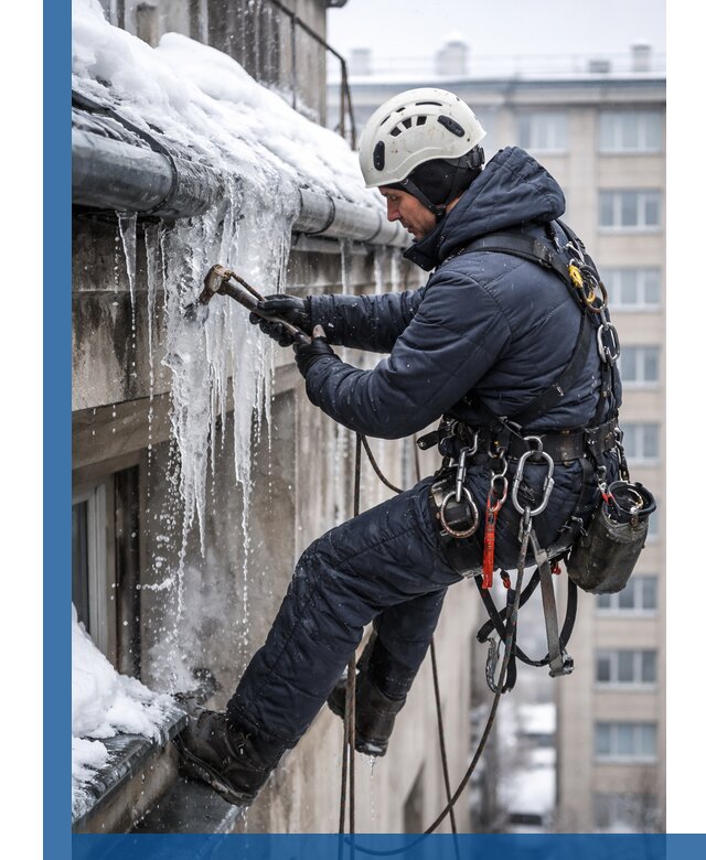 Удаление наледи и чистка водостоков в Вятских Поляне оперативно и безопасно
