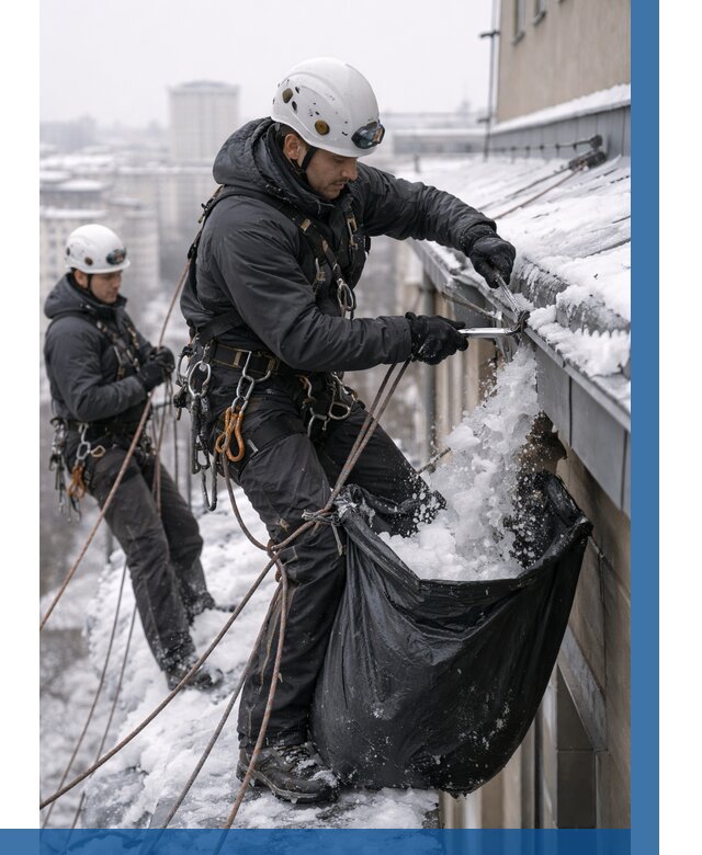 Аварийная очистка крыши в Вятских Поляне под ключ от 305 р. | ВЫСОТНИК-Втс