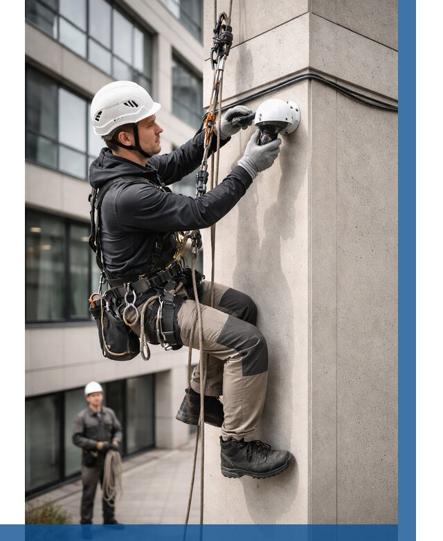 Монтаж камер видеонаблюдения на фасаде в Вятских Поляне от 8628 р.-ВЫСОТНИК-Втс