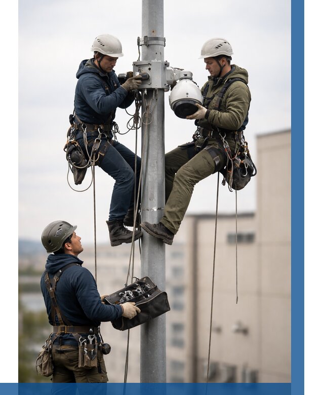 Установка видеокамер на мачте в Вятских Поляне от 8628 р. | ВЫСОТНИК-Втс