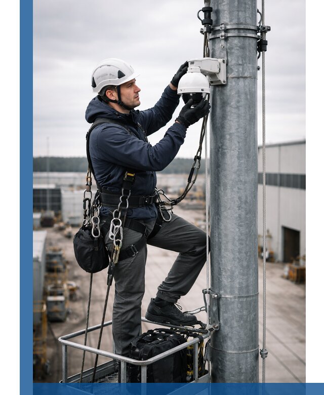 Профессиональная установка видеокамер на мачте в Вятских Поляне