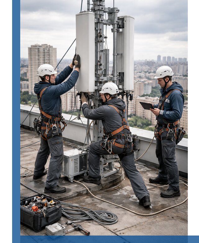 Монтаж антенн связи на крыше в Вятских Поляне с вводом в эксплуатацию