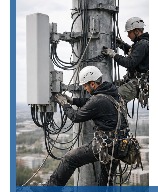 Монтаж оборудования связи на мачте в Вятских Поляне с пусконаладкой