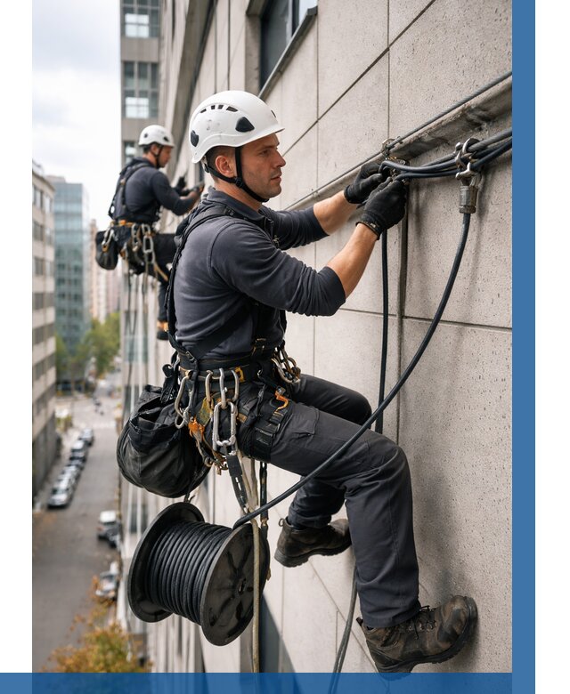 Прокладка кабеля по фасаду в Вятских Поляне от 355 р. | ВЫСОТНИК-Втс