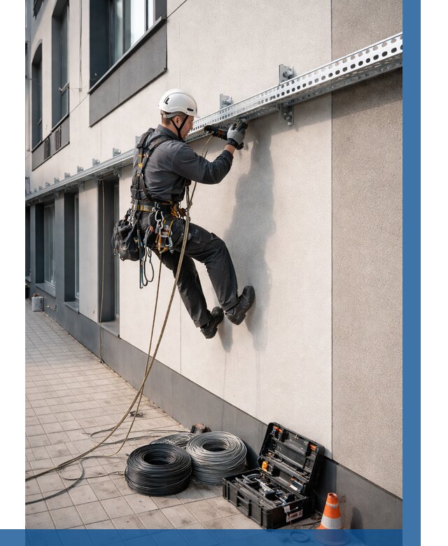 Монтаж кабельных лотков на фасаде в Вятских Поляне от 1218 р. | ВЫСОТНИК-Втс