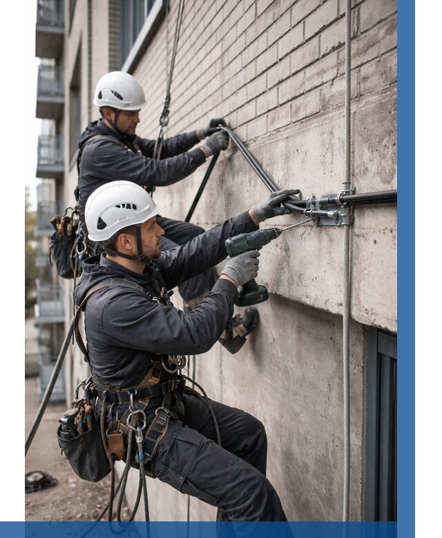 Крепление кабеля на фасаде в Вятских Поляне от 355 р. | ВЫСОТНИК-Втс