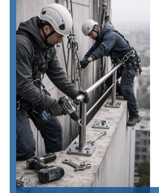 Монтаж перил на высоте в Вятских Поляне для жилых и промобъектов