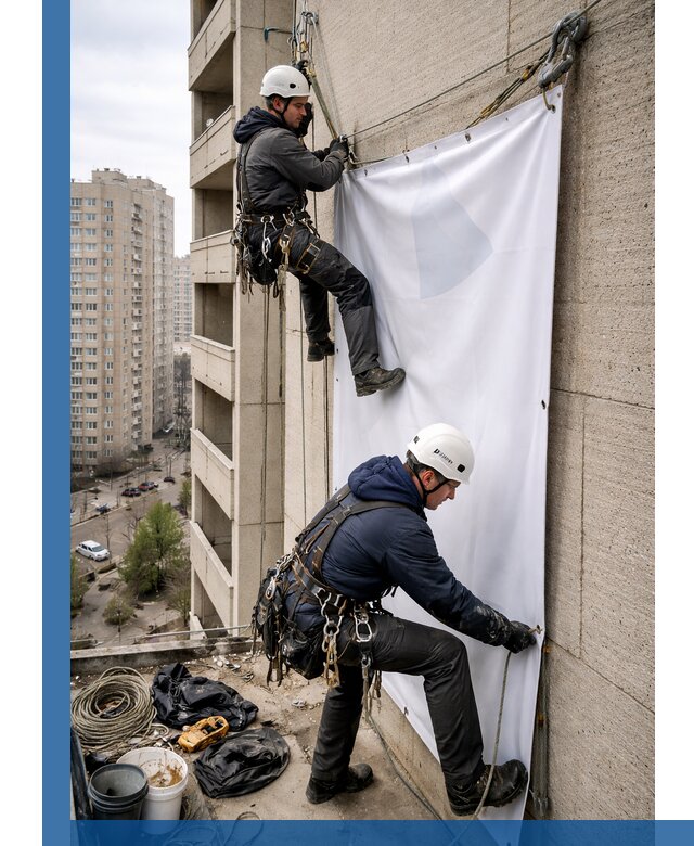 Профессиональный монтаж баннеров на фасаде в Вятских Поляне