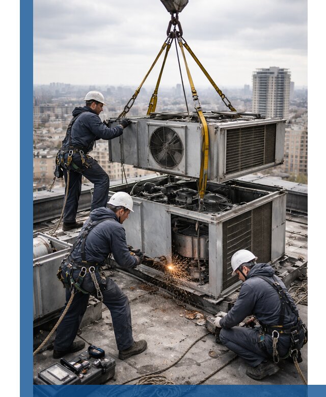 Демонтаж крышной установки в Вятских Поляне любой сложности