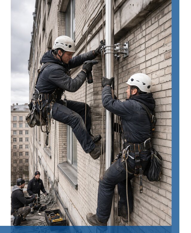 Монтаж флагштока на здании в Вятских Поляне от 6598 р. | ВЫСОТНИК-Втс