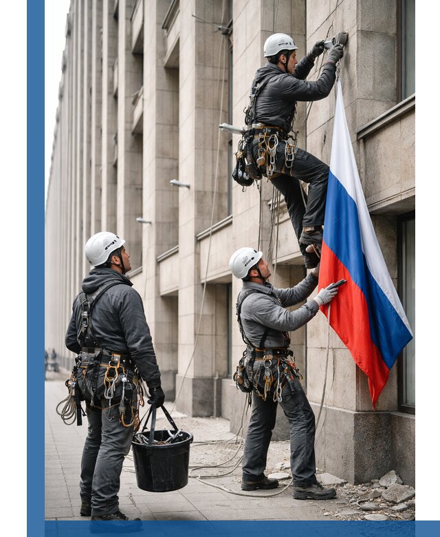 Профессиональная установка флагов на фасаде в Вятских Поляне