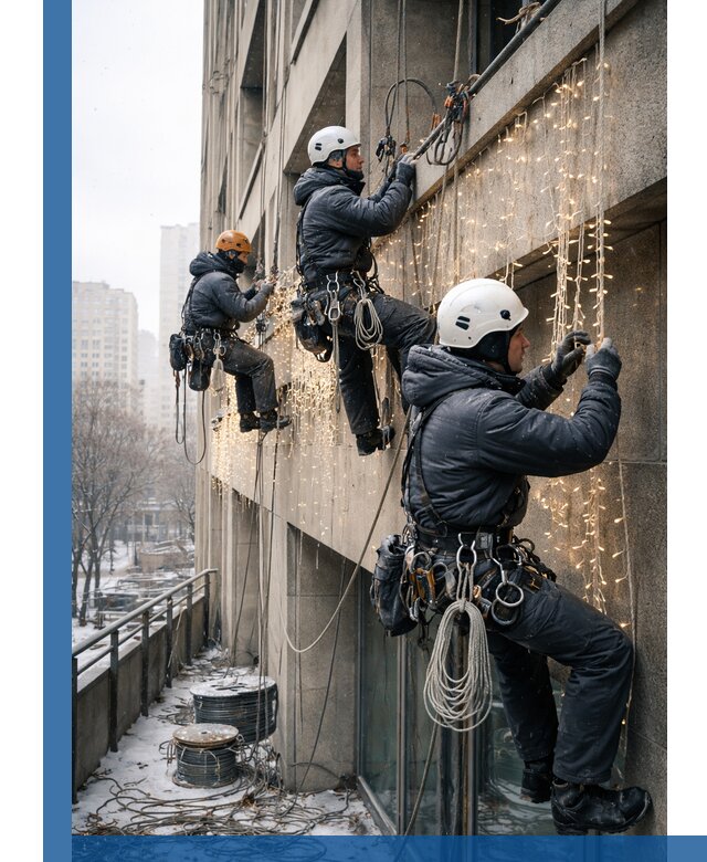 Монтаж новогодней иллюминации и украшение фасадов в Вятских Поляне