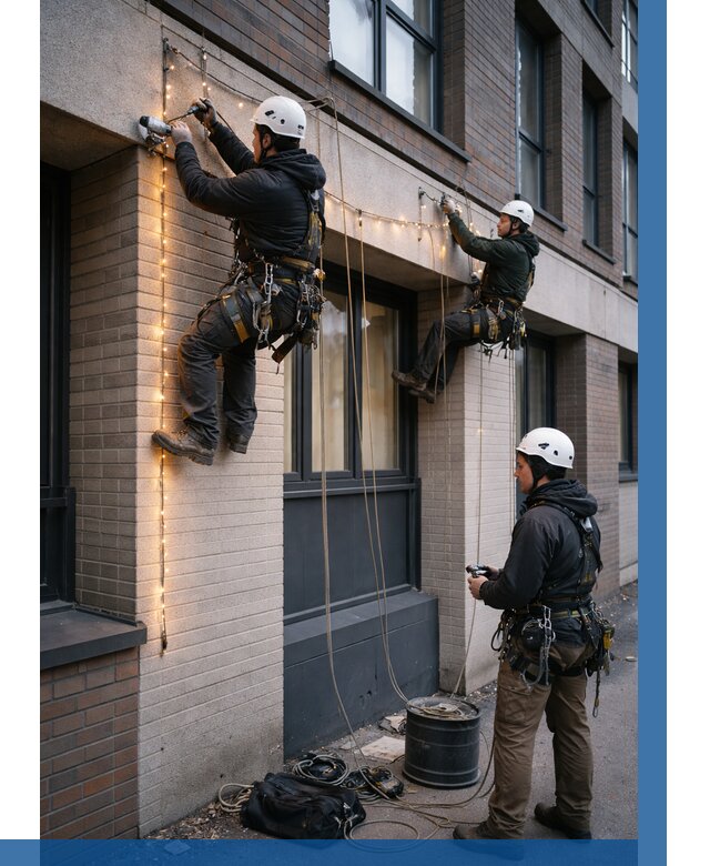 Монтаж гирлянд на фасаде в Вятских Поляне от 3553 р. | ВЫСОТНИК-Втс