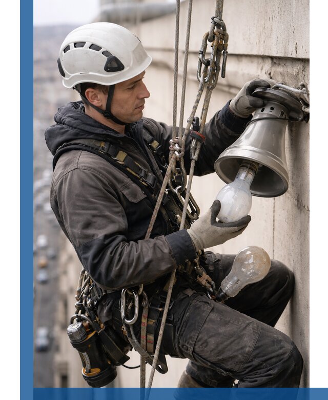 Замена ламп на высоте в Вятских Поляне профессионально и быстро