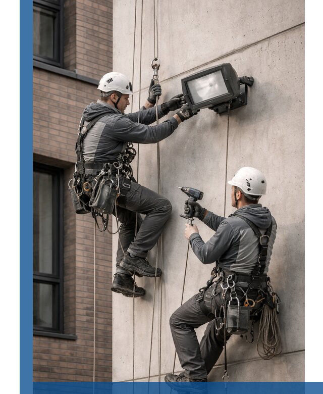 Профессиональный монтаж фасадных прожекторов в Вятских Поляне под ключ