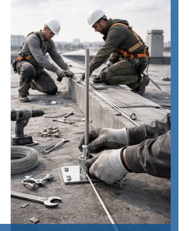 Монтаж молниезащиты на кровле в Вятских Поляне цена от 25375 р. | ВЫСОТНИК-Втс