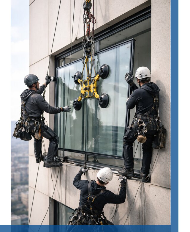 Монтаж стеклопакетов на высоте в Вятских Поляне от 3248 р. | ВЫСОТНИК-Втс