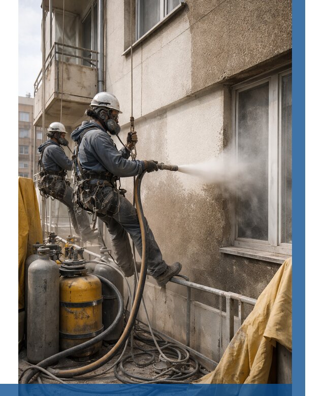 Пескоструйная очистка фасада в Вятских Поляне от 660 р. | ВЫСОТНИК-Втс