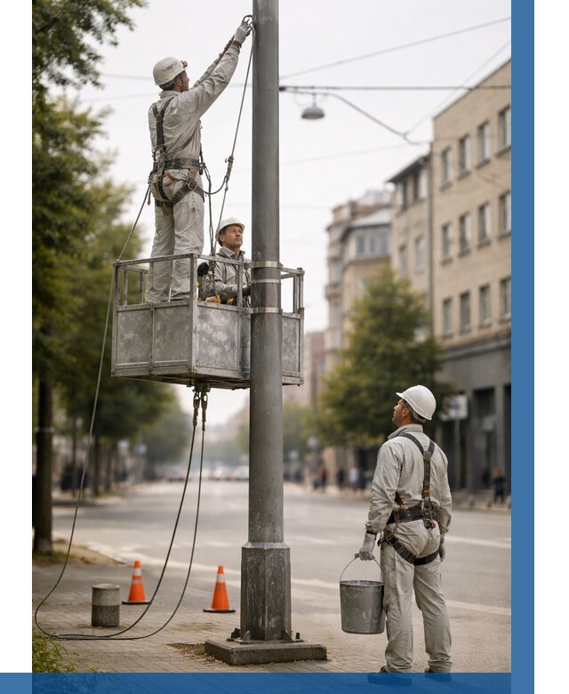 Покраска опор освещения в Вятских Поляне от 5075 р. | ВЫСОТНИК-Втс