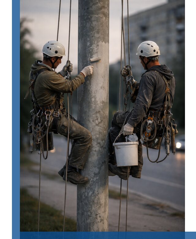 Покраска опор освещения и антикоррозийная защита в Вятских Поляне