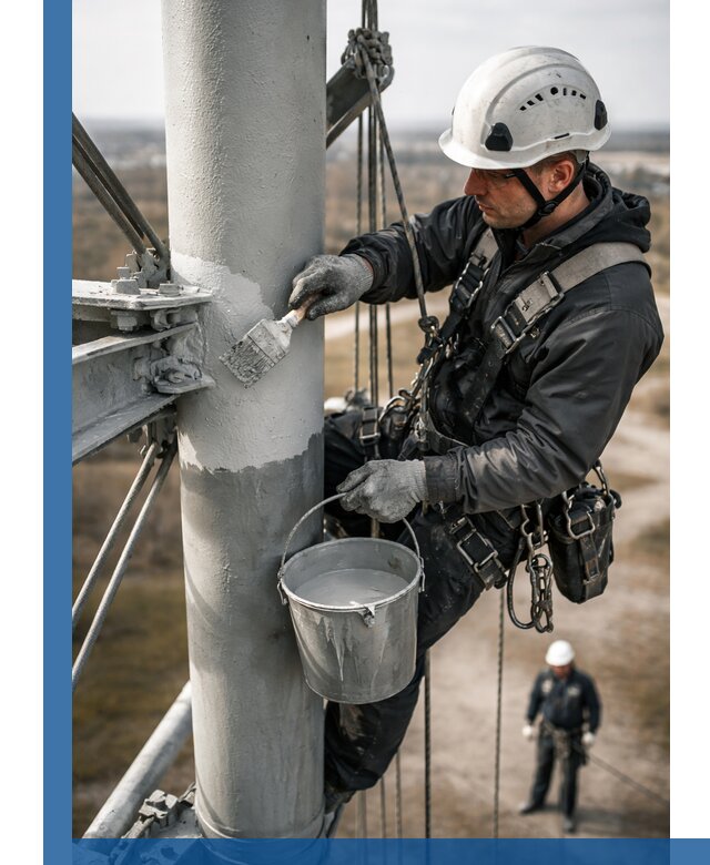 Покраска мачт связи в Вятских Поляне промышленными альпинистами
